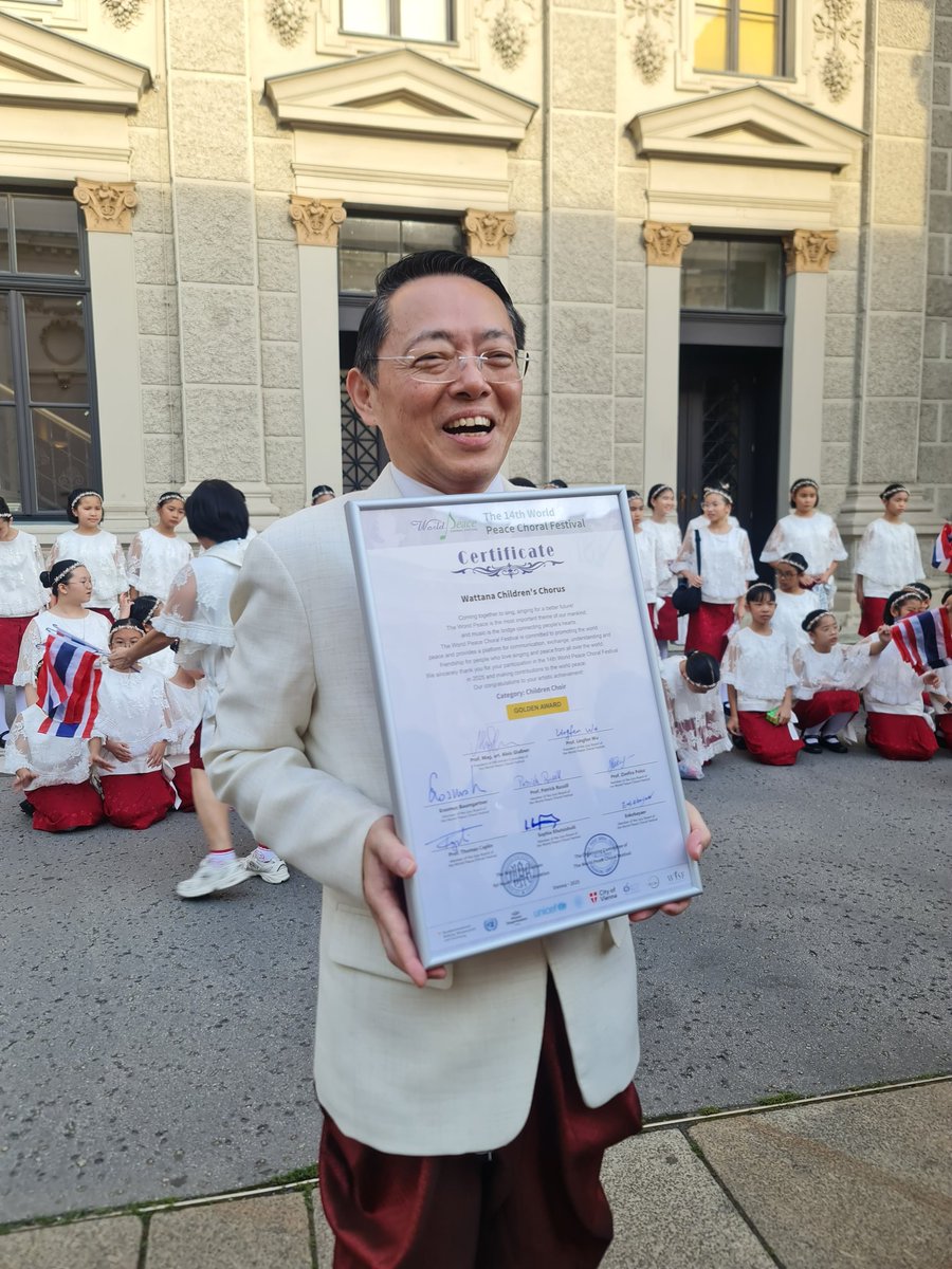 Congratulations🎉 to Wattana Children's Chorus🇹🇭 for winning the golden award🥇 at the 14th World Peace Choral Festival🎶🎵 in Vienna!