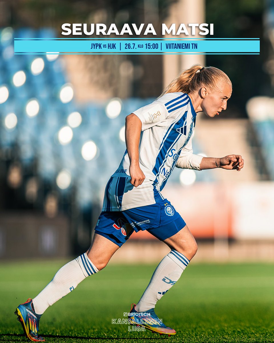 HJKNaiset's tweet image. Kauas kotoa – mutta pisteet mielessä! ⚔️
🆚 JYPK - HJK
🕒 La 26.7. klo 15:00
🏟️ Viitaniemi TN
📺 @ruutu_urheilu
Tavoitteena täysi pistepotti Jyväskylästä 💙
#HJK #BriotechKansallinenLiiga