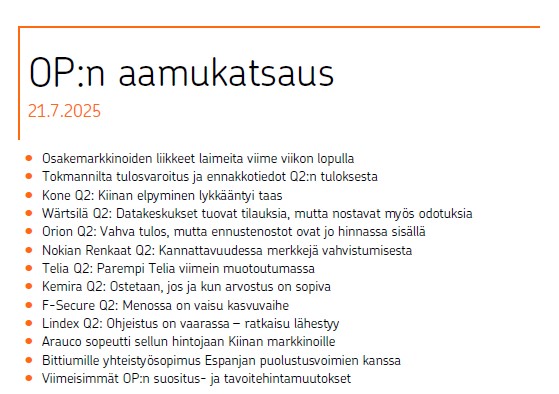 Maanantain Aamukatsaus: <a href="/OP_Ryhma/">OP</a> <a href="/OPsijoittaminen/">OPxSijoittaminen</a> #sijoittaminen #säästäminen