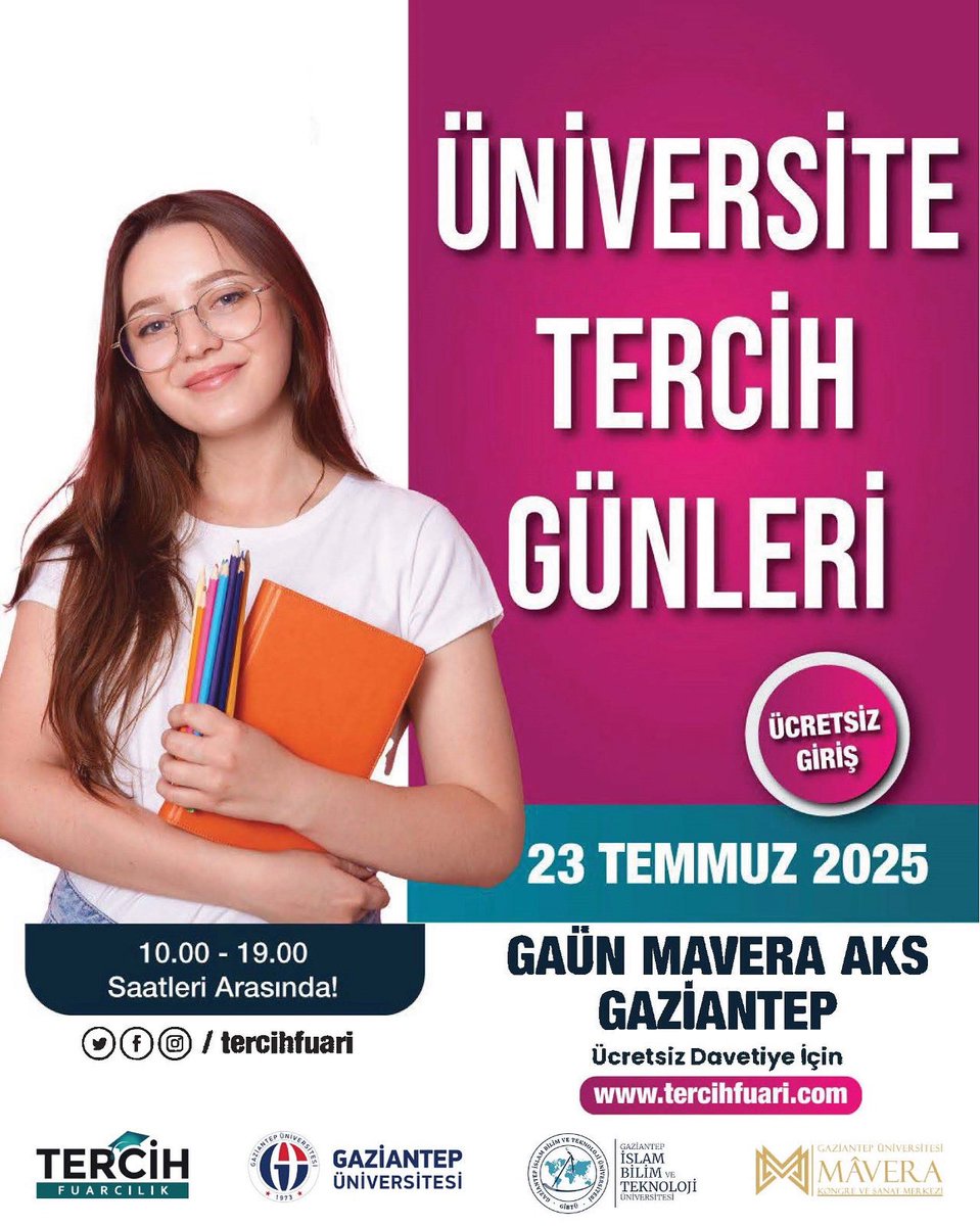 🎓 GİBTÜ Tercih Günleri'nde seni bekliyor!
Akademik programlar, burslar, yurt dışı eğitim fırsatları ve daha fazlası GİBTÜ standında!
📍 Ücretsiz davetiye için: tercihfuari.com

#GİBTÜ #GISTU #TercihFuarı #TercihveTanıtımGünleri #ÜniversiteTercihGünleri