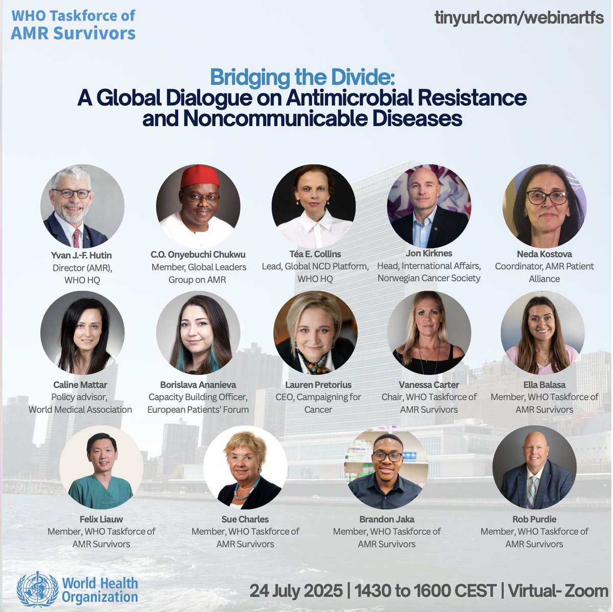 World Medical Association (@medwma) on Twitter photo 📣"AMR & NCDs Global Dialogue the intersection of Antimicrobial Resistance #AMR and Noncommunicable Diseases #NCDs" webinar. <a href="/WHO/">World Health Organization (WHO)</a> Taskforce of AMR Survivors. With Dr <a href="/CalineMattar/">Caline Mattar</a> for <a href="/medwma/">World Medical Association</a>.
📆 24 July 2025 ⏰ 14:30–16:00 CEST 🔗 Register ow.ly/5WNz50WqEMb #HLM4 #NCDs 📣"AMR & NCDs Global Dialogue the intersection of Antimicrobial Resistance #AMR and Noncommunicable Diseases #NCDs" webinar. <a href="/WHO/">World Health Organization (WHO)</a> Taskforce of AMR Survivors. With Dr <a href="/CalineMattar/">Caline Mattar</a> for <a href="/medwma/">World Medical Association</a>.
📆 24 July 2025 ⏰ 14:30–16:00 CEST 🔗 Register ow.ly/5WNz50WqEMb #HLM4 #NCDs