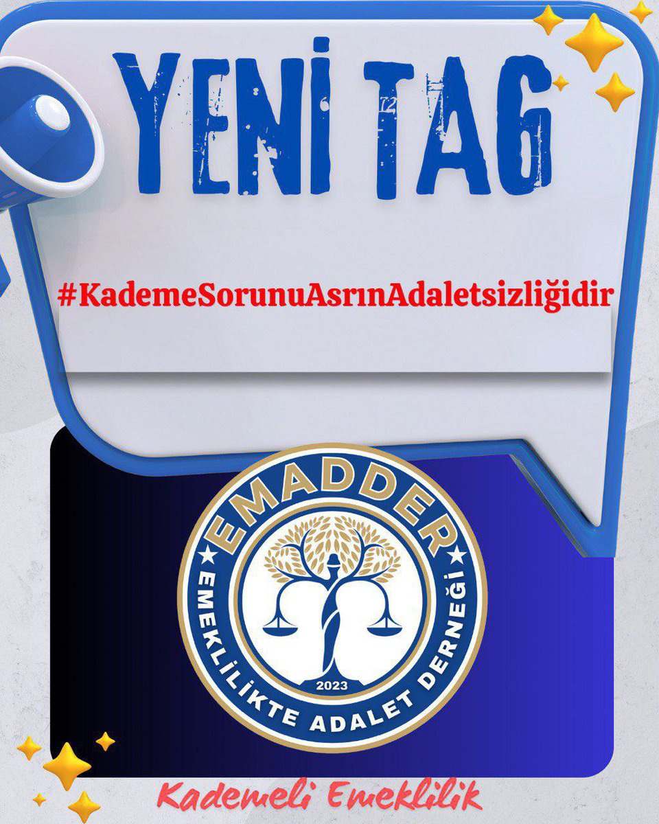 ‼️📣 YENİ TAG 📣‼️
👇👇👇👇👇👇
#KademeSorunuAsrınAdaletsizliğidir

📜 Anayasa ne diyor?
"Herkes, yaş, cinsiyet, statü fark etmeksizin eşit haklara sahiptir."
Ama bugün, kademesiz sistem ile anayasal güvence ayaklar altına alınıyor.

📆 1 günle 1 ay, 1 yılla 17-20 yıl arasında