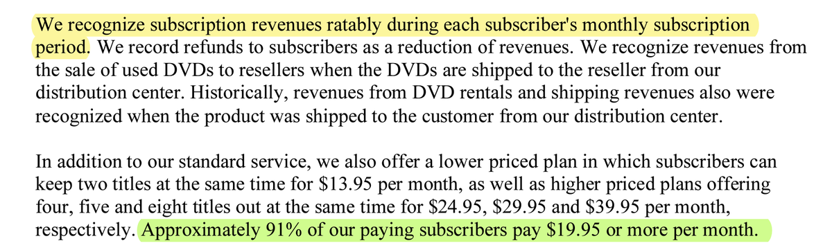 EugeneNg_VCap's tweet image. Given that Netflix’s US streaming subscriptions range today from US$7.99 to US$24.99 (vs UCAN 4Q24 ARPM US$17.26), it is amazing that back in 2001, 91% of Netflix‘s paying DVD by-mail subscribers were paying US$19.95 (Netflix‘s IPO prospectus).
