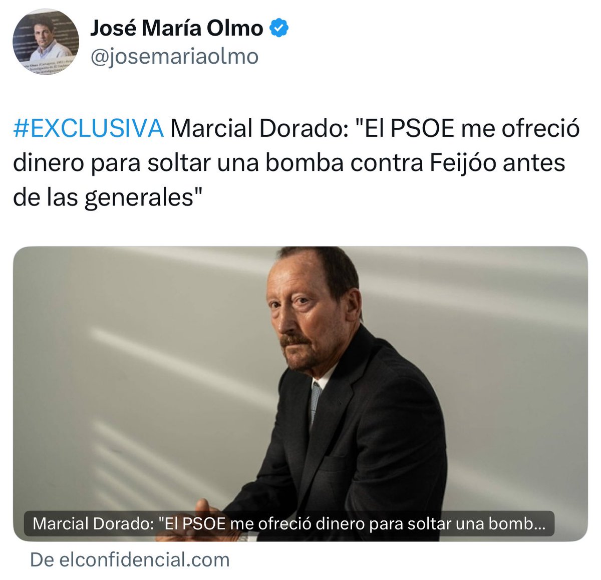 Vaya. Resulta que el PSOE tiene más relación con Marcial Dorado que Feijóo. x.com/josemariaolmo/…