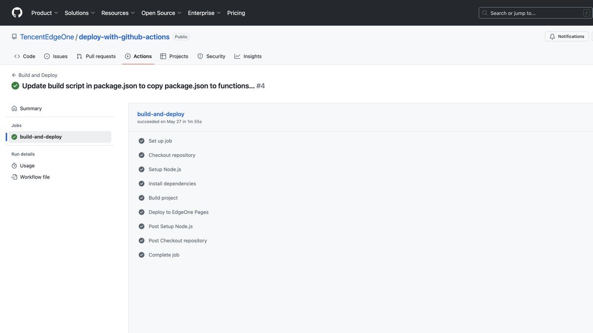EdgeOne Pages + GitHub Actions = seamless integration! Automate builds/deployments, focus on innovation, and boost productivity. #TencentCloud #EdgeOne #FreeWebDev

Try it now! edgeone.ai/document/18025…
