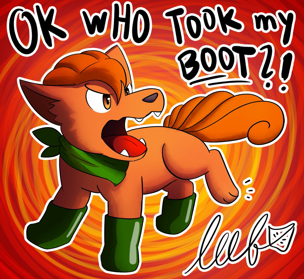 Somerandomguyn2's tweet image. Attack for @VulpixSays
(He's saying find his boot right now)
#pokemon #vulpix #art #artfight