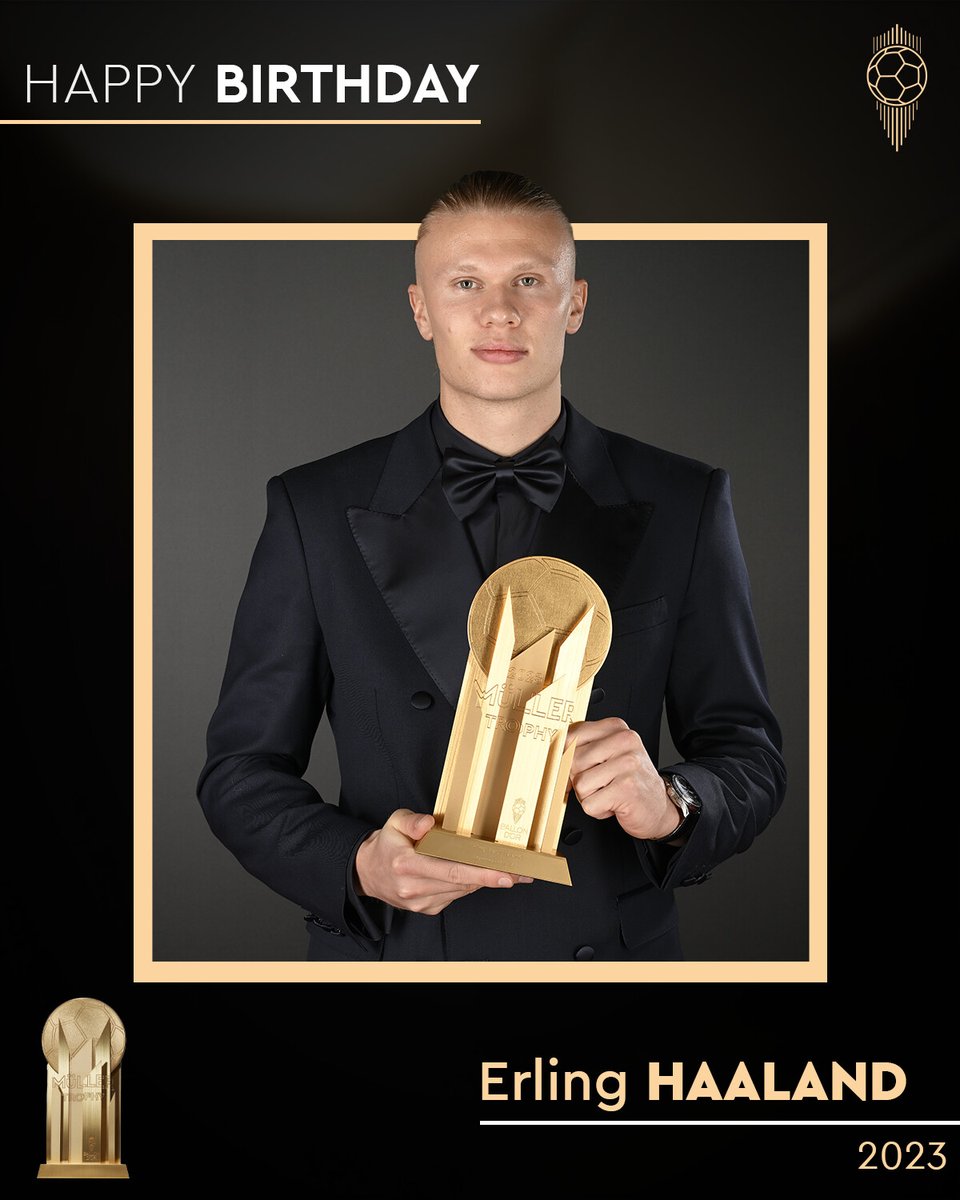 ballondor's tweet image. He was the top scorer in 2023... Happy birthday to the 2023 Gerd Müller Trophy winner, Erling Haaland!
#ballondor
