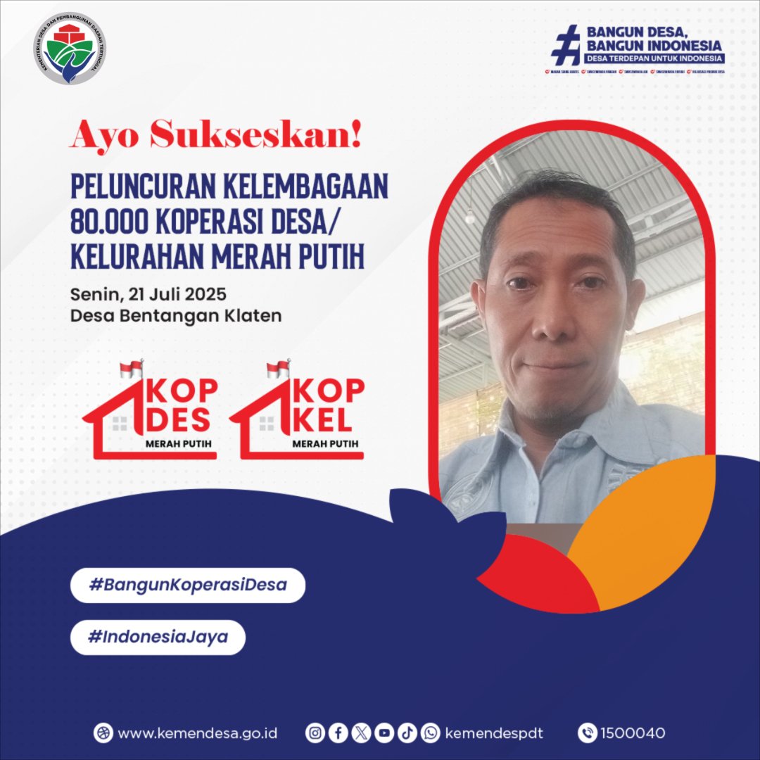 Mari kita dukung gerakan Koperasi Desa Merah Putih di seluruh Indonesia!
#BangunKoperasiDesa
#IndonesiaJaya
<a href="/prabowo/">Prabowo Subianto</a>
<a href="/YandriSusanto27/">Yandri Susanto</a>
<a href="/ArizaPatria/">Ariza Patria</a>
<a href="/taufikmadjid71/">IG : taufik.madjid</a>
<a href="/kemendespdt/">#BangunDesaBangunIndonesia</a>
<a href="/bpsdmkemendesa/">Bpsdm Kemendesa</a>
<a href="/desapenusantara/">desapesonanusantara</a>