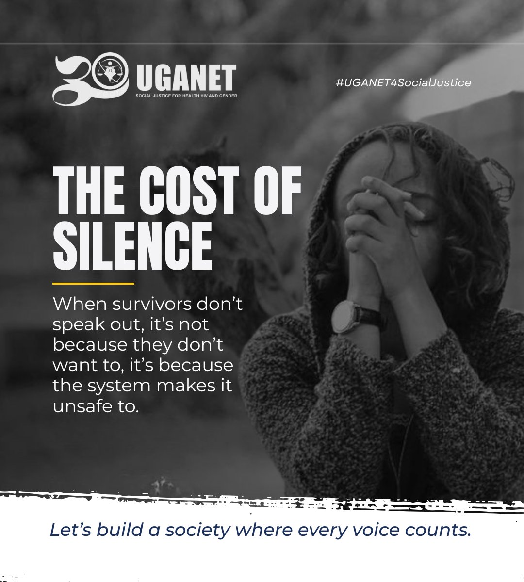 Uganetlaw's tweet image. Survivors aren’t quiet because they want to be.
They’re quiet because speaking up is dangerous.
Because the system punishes truth-telling.
We don’t need louder survivors! We need safer systems.
#EndGBV
#UGANET4SocialJustice
