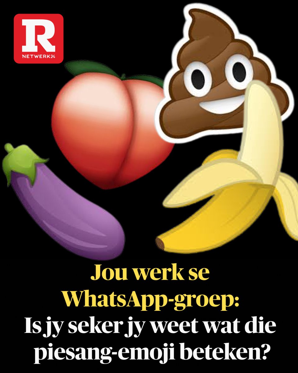 RapportSA's tweet image. Daardie donkerbruin emoji met die ogies wat lyk soos iets wat jou hond op die grasperk gelos het, is 'n prentjie wat jy maar eerder nie in jou werk se WhatsApp-groep moet gebruik nie. Nes die piesang-, perske- en eiervrug-emoji's.
Lees meer deur die skakel in ons bio.