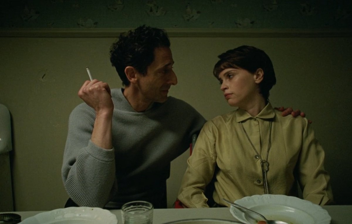 mustachenow's tweet image. i think about this sweater (brody) from the brutalist (2024) at least once every week