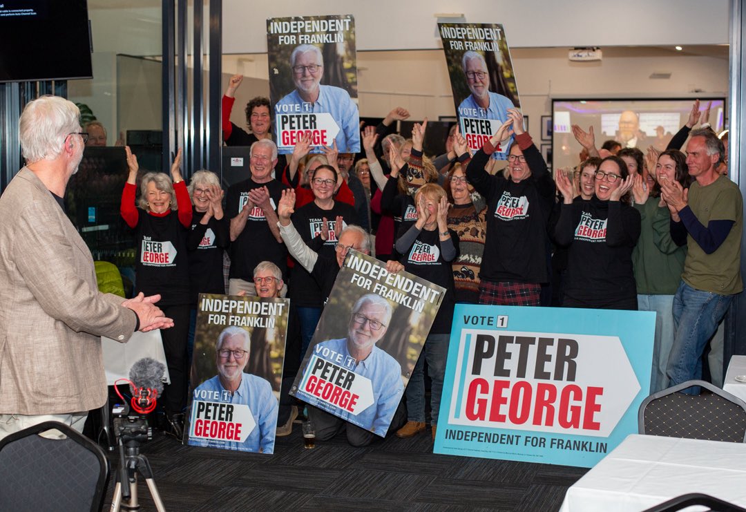 Indy4Franklin's tweet image. 39 days took us from a standing start to winning more votes in Franklin on the current count than any other candidate.
We have sent a strong message Liberal and Labor. Thankyou to everyone who supported and drove our campaign with such goodwill and to all who voted for me.