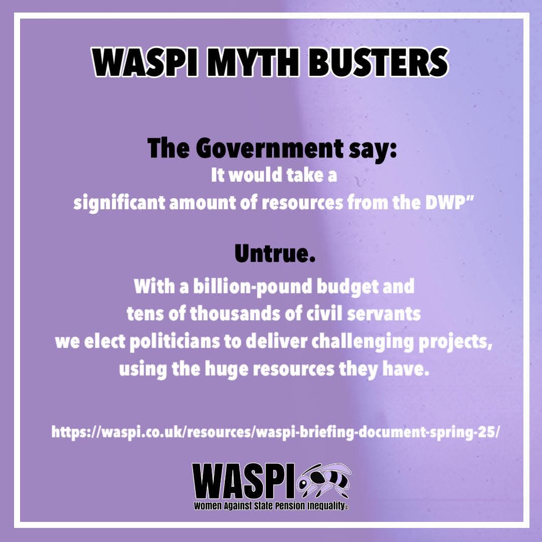 Let's challenge those Government myths.  They say it is too difficult to compensate #WASPI women.  But we elect politicians to get things done, using the huge resources they have.  Read more here: ow.ly/7GrZ50WspV2