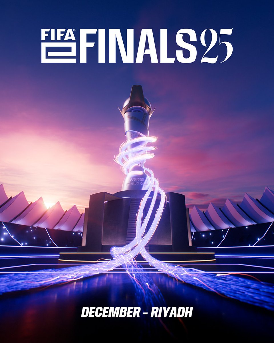 FIFAe's tweet image. Three competitions. Three world champions.  

FIFAe World Cup 2025 ft. eFootball Console 🎮
FIFAe World Cup 2025 ft. eFootball Mobile 📲
FIFAe World Cup 2025 ft. Rocket League 🚀

10 to 19 December in Riyadh.
