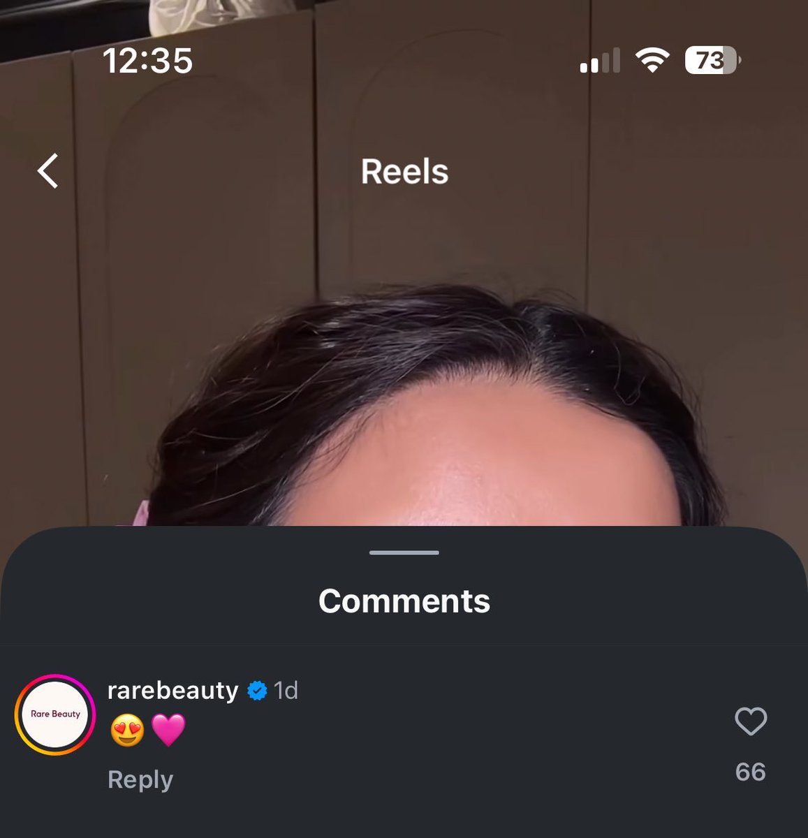 not rare beauty commenting on an influencer’s reel who used jb’s daisies on it😭