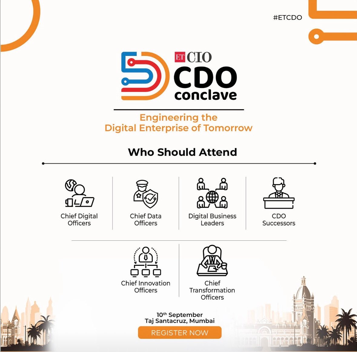 Ready to shape the Digital Enterprise of Tomorrow?
Join the industry's leading digital thinkers at the #ETCDO Conclave — where Chief Digital Officers, Data Strategists, and Innovation Leaders converge to define what’s next in digital transformation.

📍 10th September | Taj