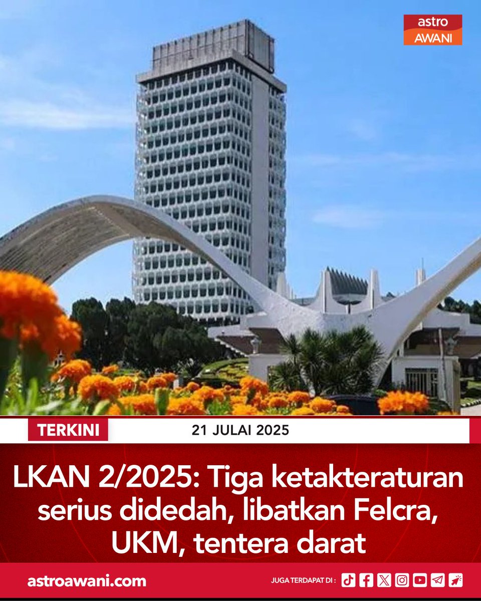 Laporan Ketua Audit Negara (LKAN) 2/2025 yang dibentangkan di Dewan Rakyat pada Isnin, mendedahkan pelbagai ketirisan dan kelemahan tadbir urus melibatkan kementerian, jabatan, agensi serta syarikat kerajaan dengan nilai keseluruhan projek diaudit mencecah RM48.87 bilion.