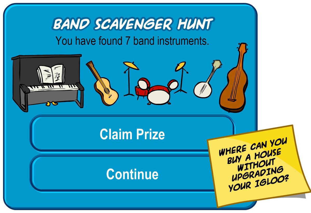 ThatPenguinGame's tweet image. 19 years ago today, the Instrument Hunt (Band Scavenger Hunt) started. Completing this Hunt, Penguins could claim the first Penguin Band Background, which would never return after this 2 day Event.