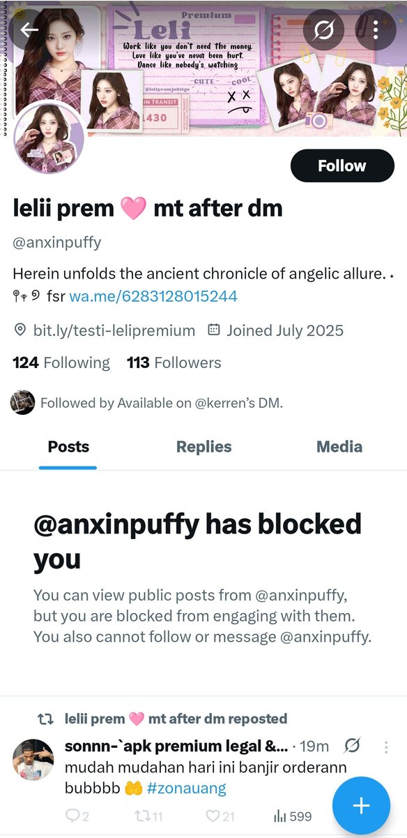 STARSTRUCKTION's tweet image. ❗️ SCAM #zonauang #zonaba 

halo gusy kalo kalian mau beli" jangan di akun di bawah ini yhh namanya @anxinpuffy aku semalam beli robux vilog di dia tapi yahh seperti di gambar akun ini di blok, wa ku jg di blok gusy 😋😋 buat temen" pls be aware, buat leli terserah lu dah