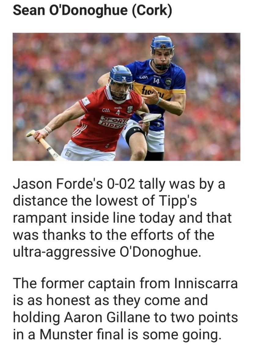 ScarraGAA's tweet image. Great honour for our club man to make the Sunday Game team of the year- we are all disappointed today but Sean has been fantastic all year - to have an Inniscarra man mentioned on this platform is an incredible achievement. Well done Sean we are all very proud of you. 🔴⚪️🔵⚪️