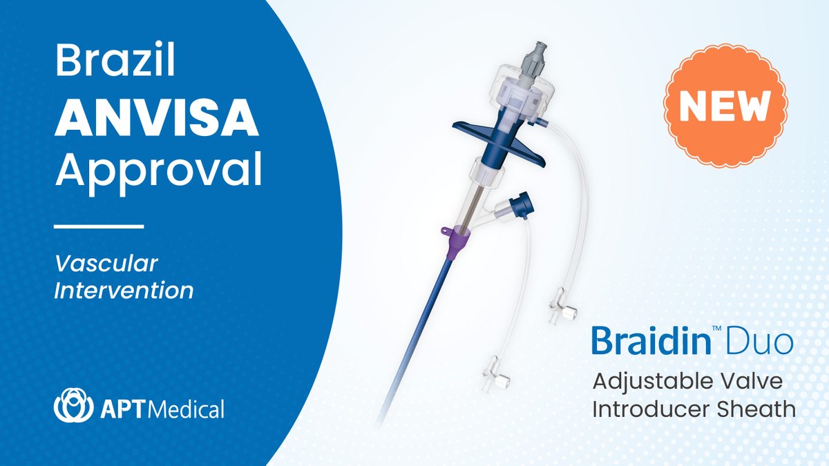 APTMedDevices's tweet image. 🎉Great news! Our #BraidinDuo Introducer Sheath has received ANVISA certification in Brazil.
With its innovative adjustable valve, it offers versatile support for aortic and structural heart procedures.
A proud step forward in empowering physicians and improving patient outcomes.