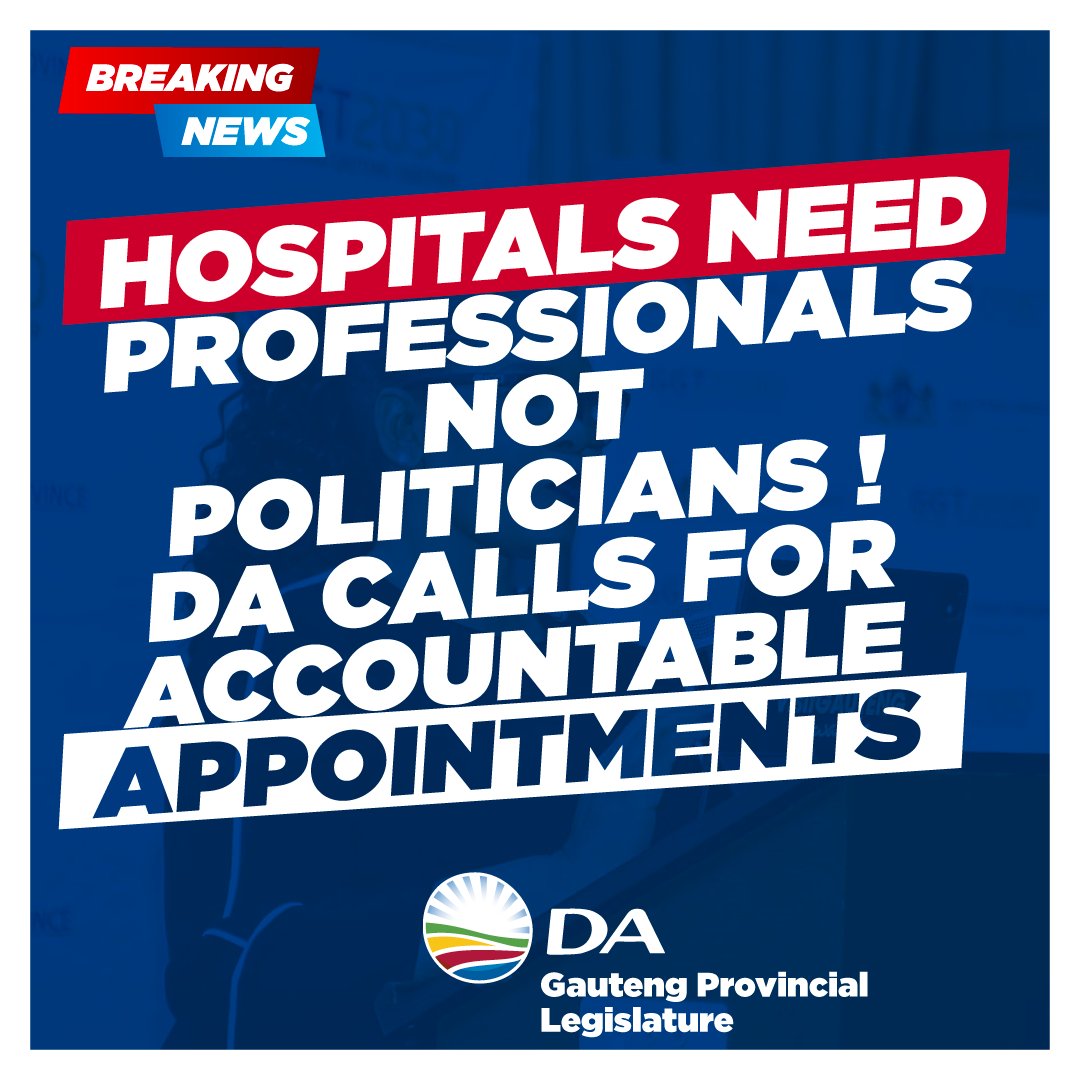 DA_GPL's tweet image. 🛑 ANC Cadres Flood Hospital Boards While Patients Suffer
📢 Gauteng Health MEC Nomantu Nkomo-Ralehoko must account for at least 8 ANC Youth League leaders appointed to hospital boards!
#DA_GPL #CadreDeployment #Health @JackBloomDA
Read more: open.substack.com/pub/dagpl/p/ga…