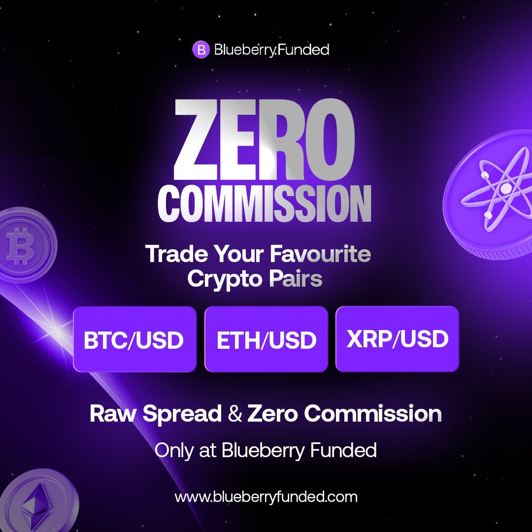 ZERO COMMISSION? LET’S GOOO! 
Blueberry Funded is changing the game!

Trade top crypto pairs — BTC/USD, ETH/USD, XRP/USD — with RAW SPREADS &amp; ZERO COMMISSION 

No limits. No fees. Just pure profit potential 
Ready to level up? Tap in NOW blueberryfunded.com/?utm_source=af…