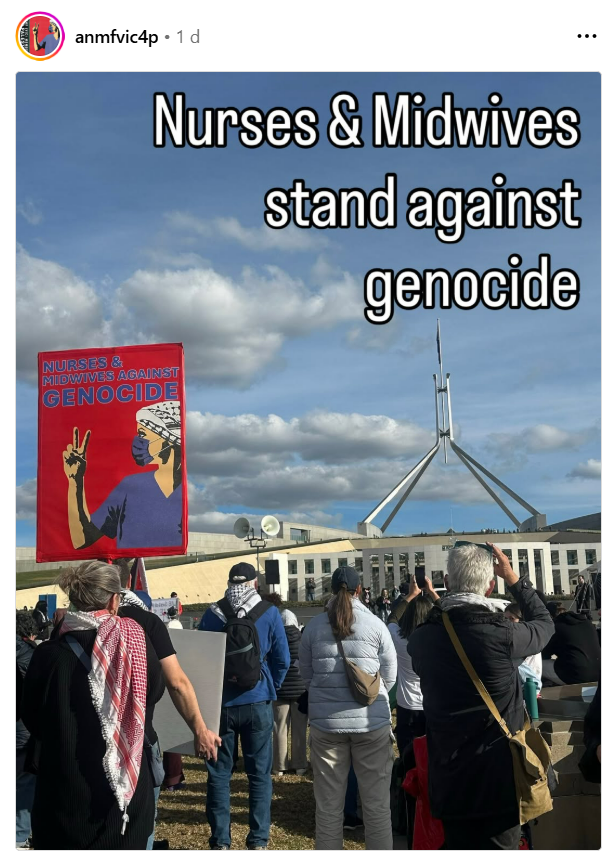 unions4palestin's tweet image. ANMF nurses and midwives in the nations capital demanding justice.