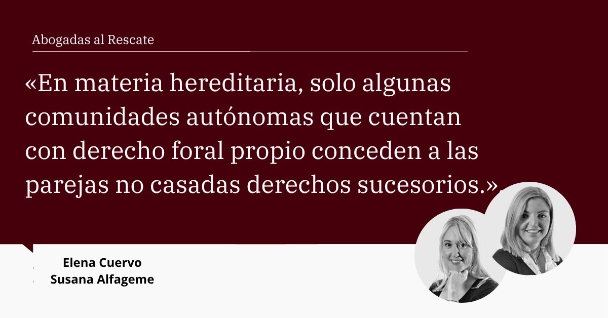 elcomerciodigit's tweet photo. @ElenaCuervoG y @Sualfageme, #AbogadasAlRescate, exponen tres recomendaciones para no descuidar a la pareja en la herencia cuando no hay matrimonio legal 👉 Lee el artículo completo https://t.co/vXuuNIpEYQ https://t.co/BazbRg8Xve