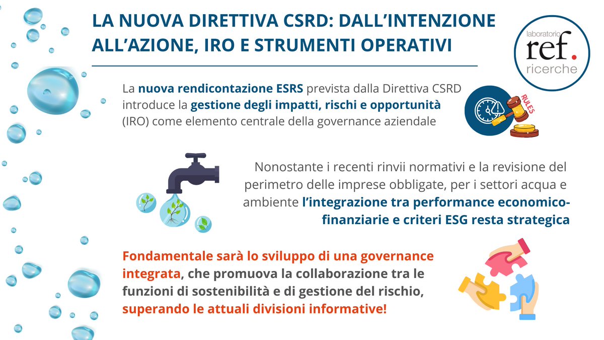 LaboratorioSPL's tweet image. "La nuova direttiva CSDR: dall'intenzione all'azione, IRO e strumenti operativi" 💧
In uscita, martedì 22 luglio, il Position Paper n. 298 del Laboratorio @REFRicerche!
#REFRicerche #LaboratorioREFRicerche #Acqua