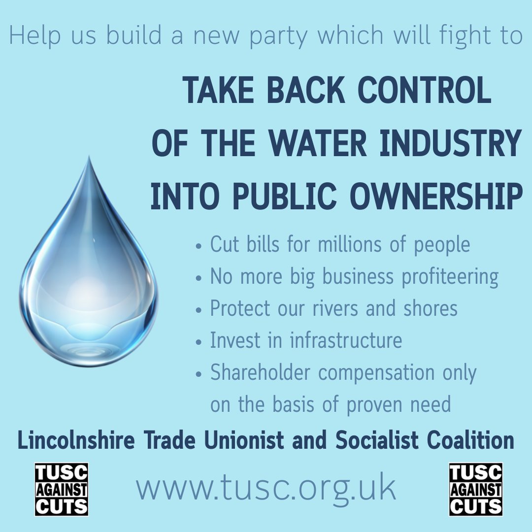 Water should be publicly-owned.

Help us build a new party so we can cut bills, stop sewage being pumped into our rivers and seas, and end the privatisation rip-off.

Sign up for the meeting with <a href="/jeremycorbyn/">Jeremy Corbyn</a> to discuss a new party - tonight at 6.30pm: tinyurl.com/Register4TUnew…