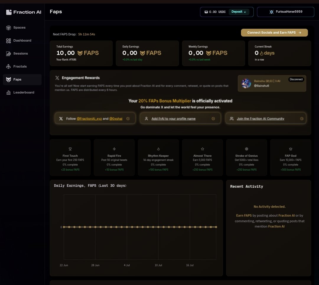<a href="/FractionAI_xyz/">Fraction AI</a> 
Why isn't my Like, Retweet, and Post history being detected? Even though I do them every day? Is there anything I missed? 

 #FractionAI #fractionai_xyz $Faps