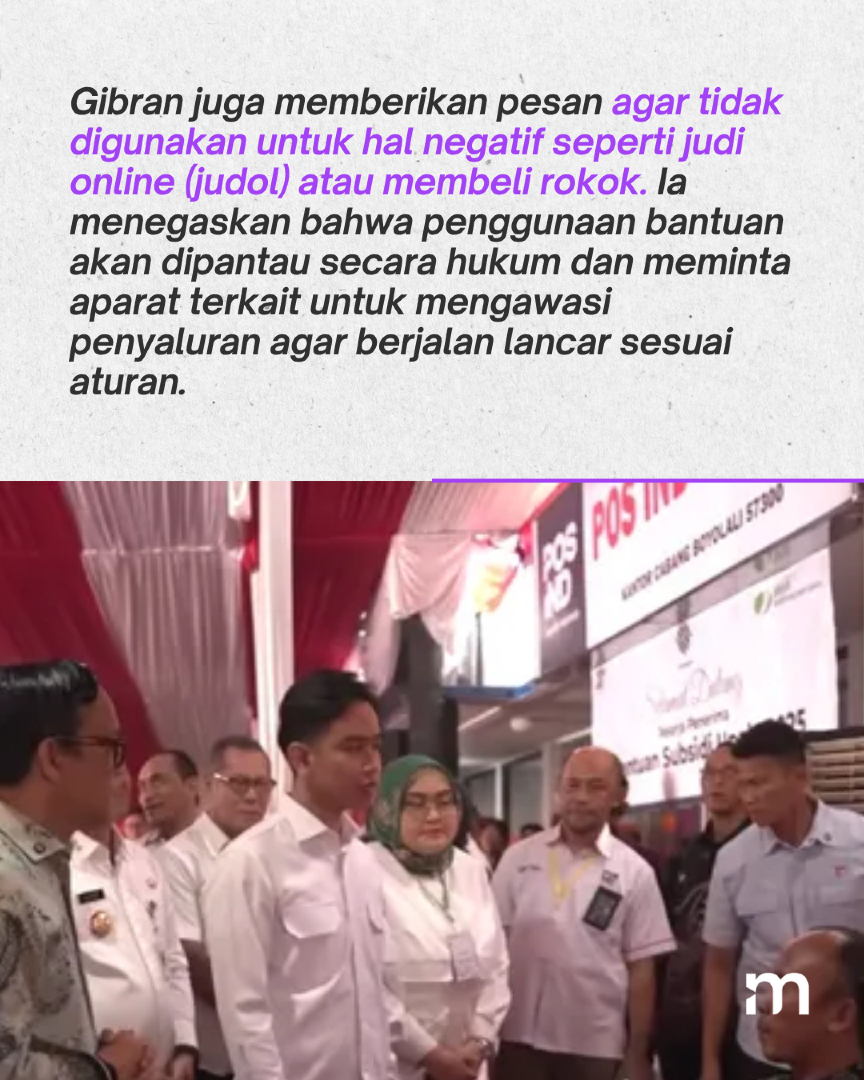 merdekadotcom's tweet image. Wapres Gibran ingatkan penerima BSU agar manfaatkan bantuan Rp600 ribu dengan bijak, jangan sampai digunakan untuk judi online atau hal negatif lainnya. 
#BSU #GibranRakabuming #Pemerintah #mdkan #mdknbl