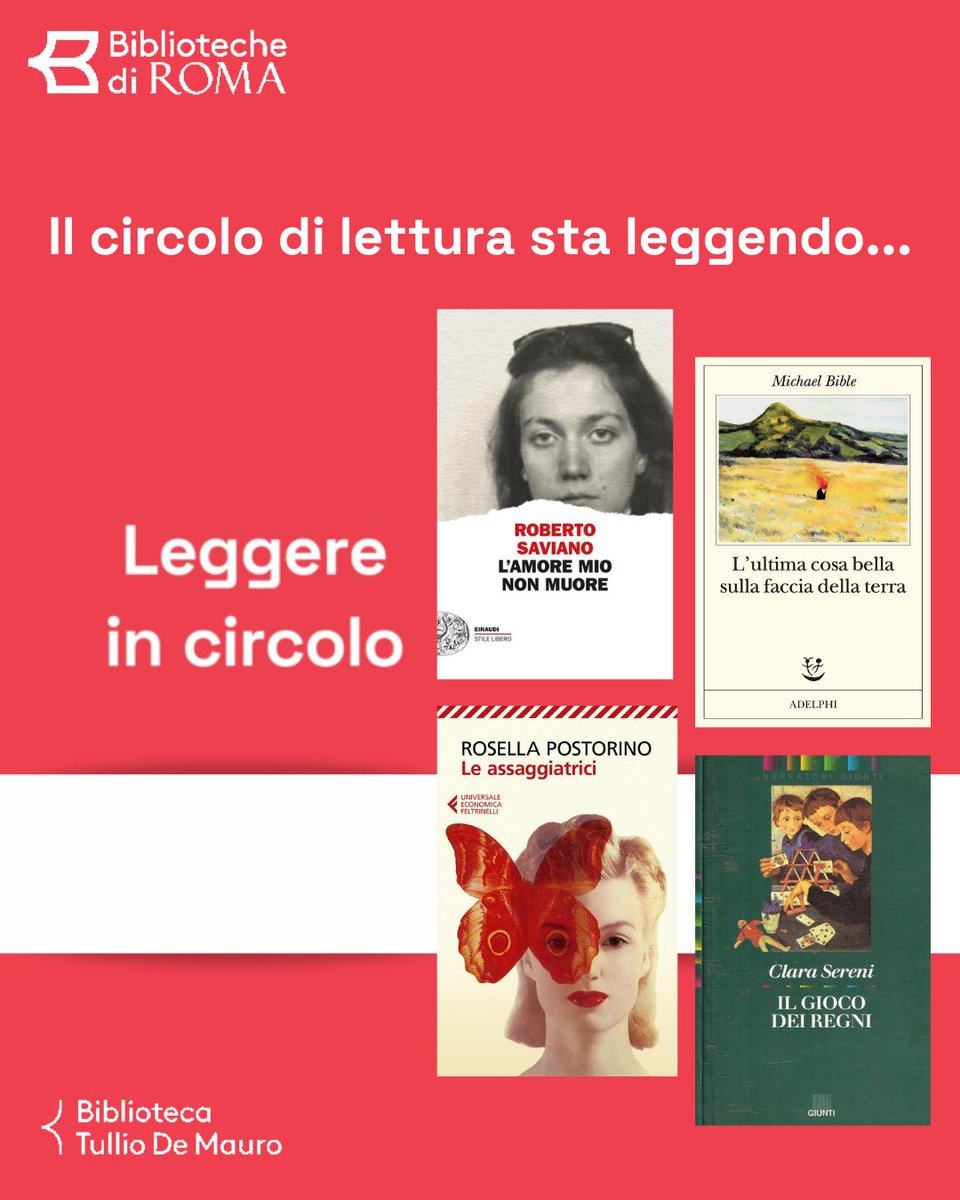 Ecco i 4 libri che Il Circolo di lettura leggerà durante l'estate: L'ultima cosa bella sulla faccia della Terra, Le Assaggiatrici, Il gioco dei regni, L'amore mio non muore.
Ci vediamo il 18 settembre alle 17 in Via dei Sardi 35! 
INFO👉bit.ly/3XBBQi5

#leggereincircolo