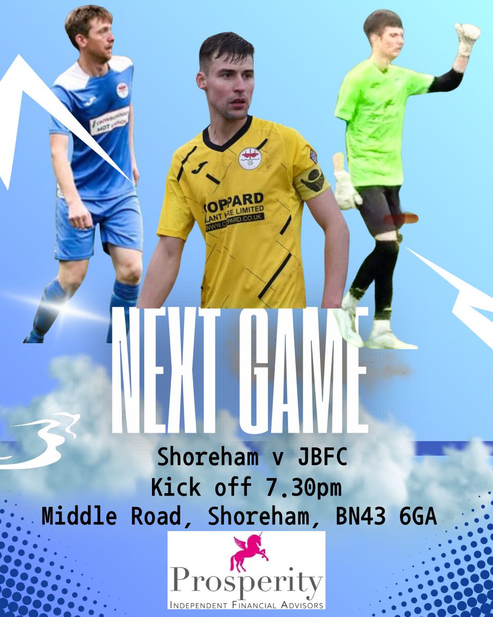 JARVISBROOKFC's tweet image. Next up on our pre season schedule is another tough trip to higher league opponents.
This time we're off to Shoreham FC.
Tuesday night under the lights at Middle Road. Kick off 7.30pm