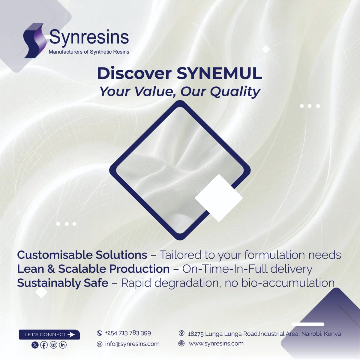 synresins's tweet photo. Introducing SYNEMUL Emulsion Resin, built for durability, efficiency &amp; top-tier performance.

✅ Strong adhesion
✅ Outdoor-grade resilience
✅ Longer shelf life
✅ Tailored solutions
✅ Streamlined supply

#SynresinsDelivers 

(Diaspora Pastor Dorcas Affordable Housing Nakuru ) https://t.co/b0n6gBssTt