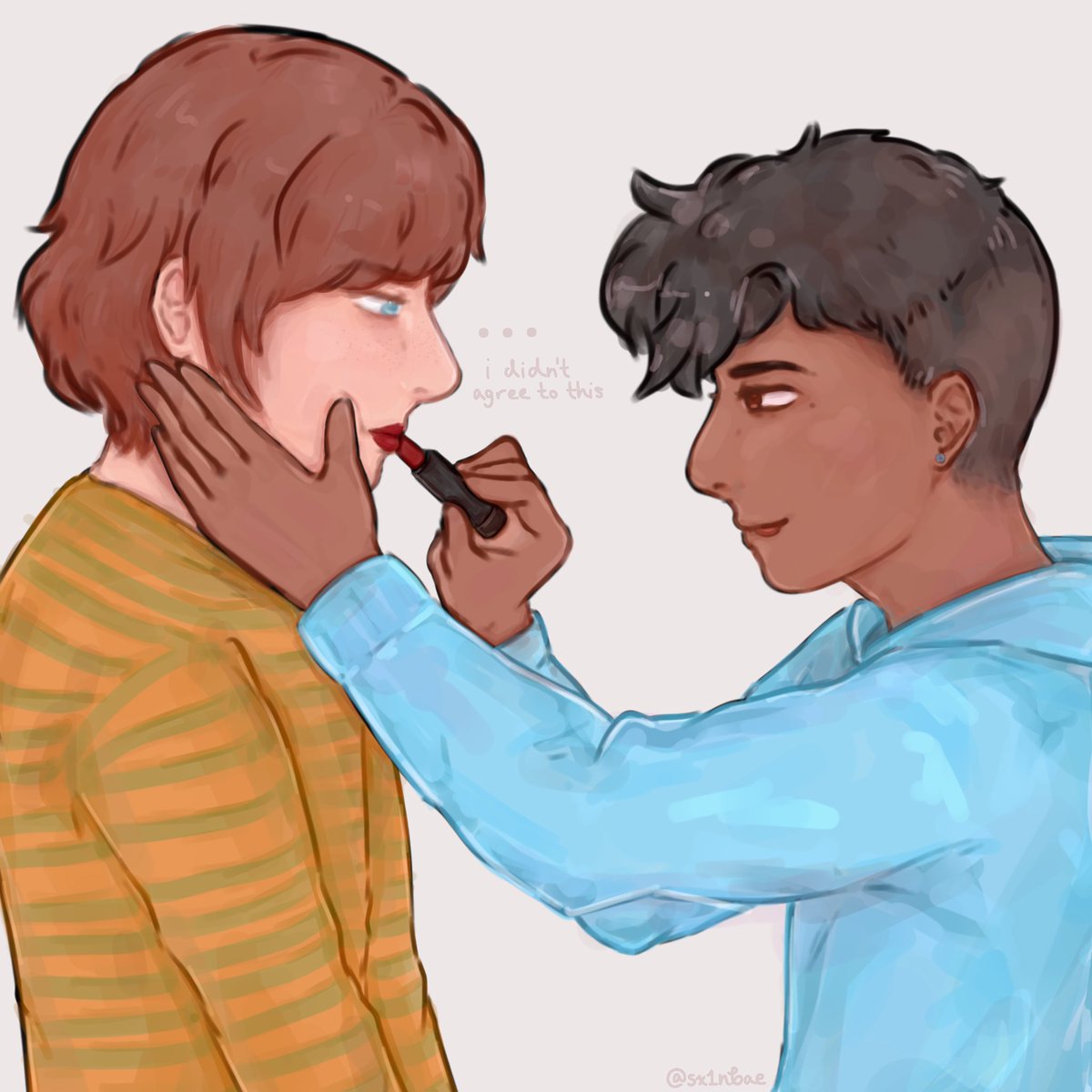 sx1nbae's tweet photo. lipstick application ❤️ 

#skepech #skeppyfanart #hayechfanart https://t.co/0I5vzJ7Tw7