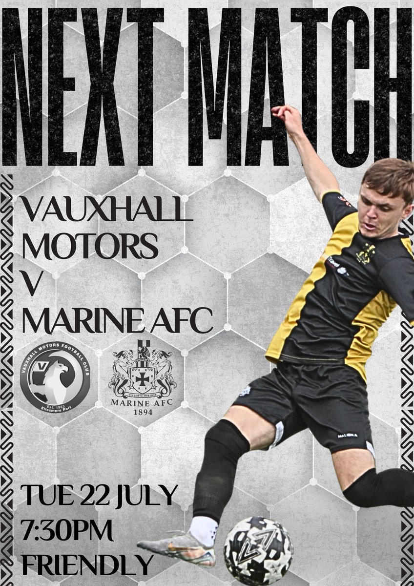 MarineAFC's tweet image. 🗓️ Next Up...
Pre-Season
Marine travel to Vauxhall Motors (tomorrow) for a 7.30pm kick off
Tickets £3-£5
Pay online or on the gate
🔗app.fanbaseclub.com/Fan/Tickets/Se…