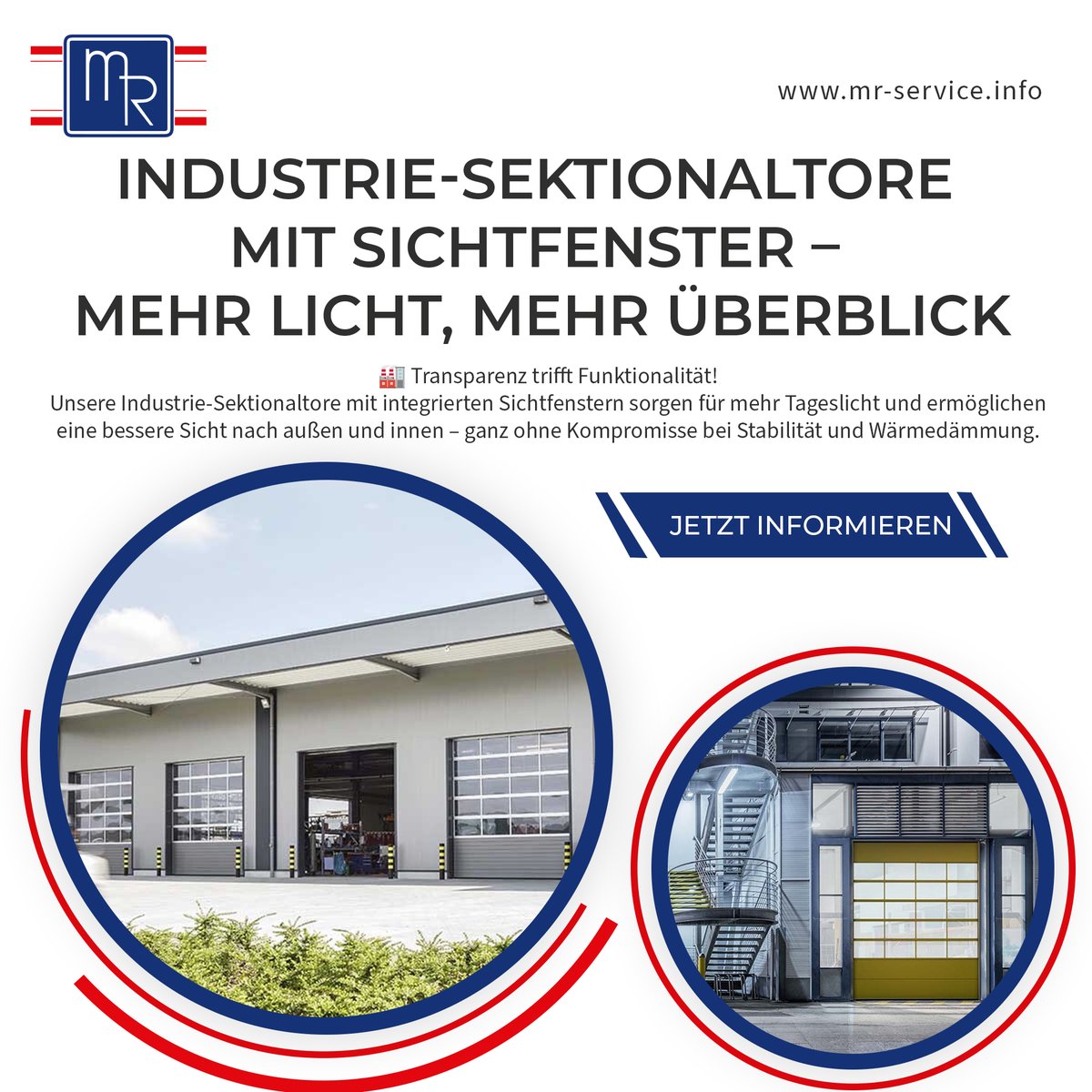 Industrie-Sektionaltore mit Sichtfenster – Mehr Licht, mehr Überblick
Transparenz trifft Funktionalität!
instagram.com/m.r_montageser…