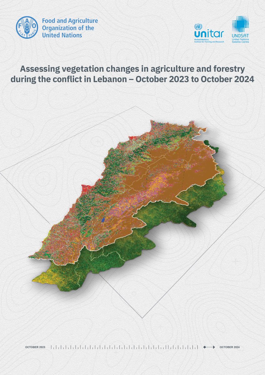 FAOLebanon's tweet image. 📢@faolebanon in collaboration with @FAOLandWater &coordination with @MoaLebanon @CNRSL released a new publication presenting findings of a geospatial impact assessment to detect the changes of vegetation cover during the conflict between 2023& 2024. 🔗doi.org/10.4060/cd5364…