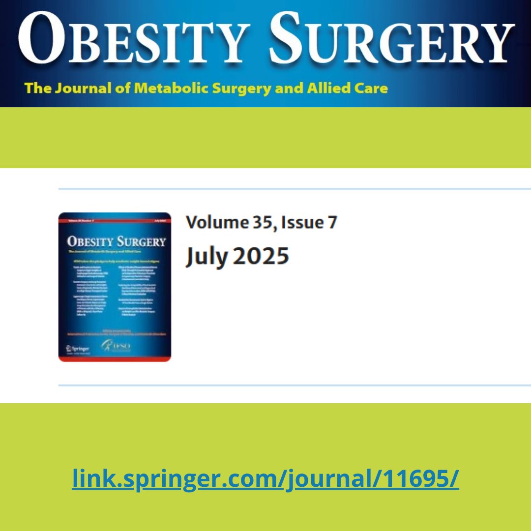 IfsoSecretariat's tweet image. July issue of @JournalObesity is out!!
#5SysRev, #1RCT, #Longterm_LSG, #Abdominal_pain, #OAGB_after_LAGB, #DATO, #Fascial_Closure, #Same_day_discharge, #Banded_OAGB, #Virtual_FU, #AI_nausea, #Preoperative_endoscopy, #Stents_strincture & much more on:
link.springer.com/journal/11695/…