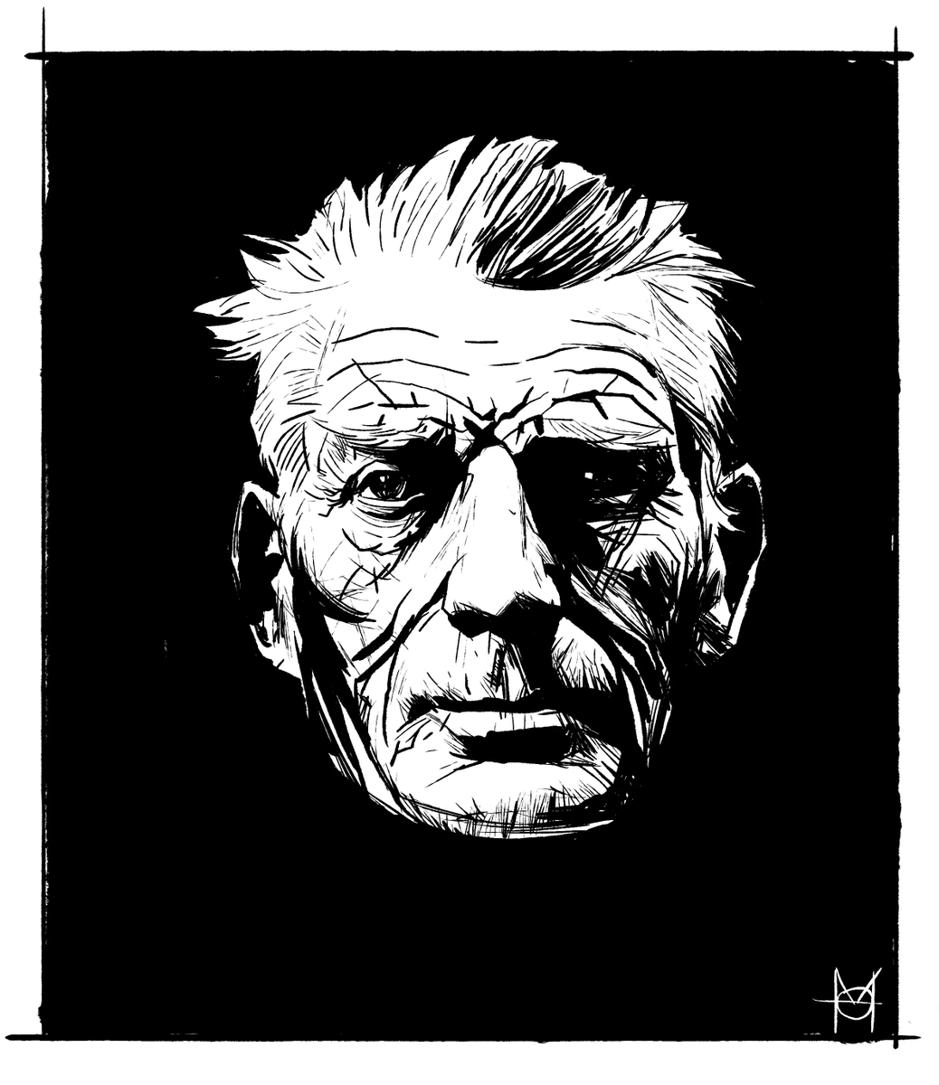 "The creation of the world did not take place once and for all time, but takes place every day." -Samuel Beckett
#Beckett #quotefortoday #playwright #portrait #commissionsopen #art #noAI #Irish #ireland #ink