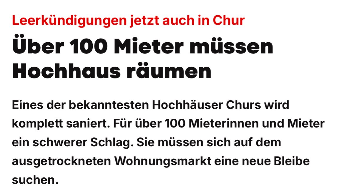 Politik und Wirtschaft glauben noch, dass die Wohnungsnot nur in Zürich besteht. Mit den Bilateralen III wird die Wohnungsnot massiv verschärft, denn die Personenfreizügigkeit wird ausgeweitet. 

Wie lange muss das Volk leiden? 

#Bilateralen III ablehnen - #Wohnungsnot stoppen!