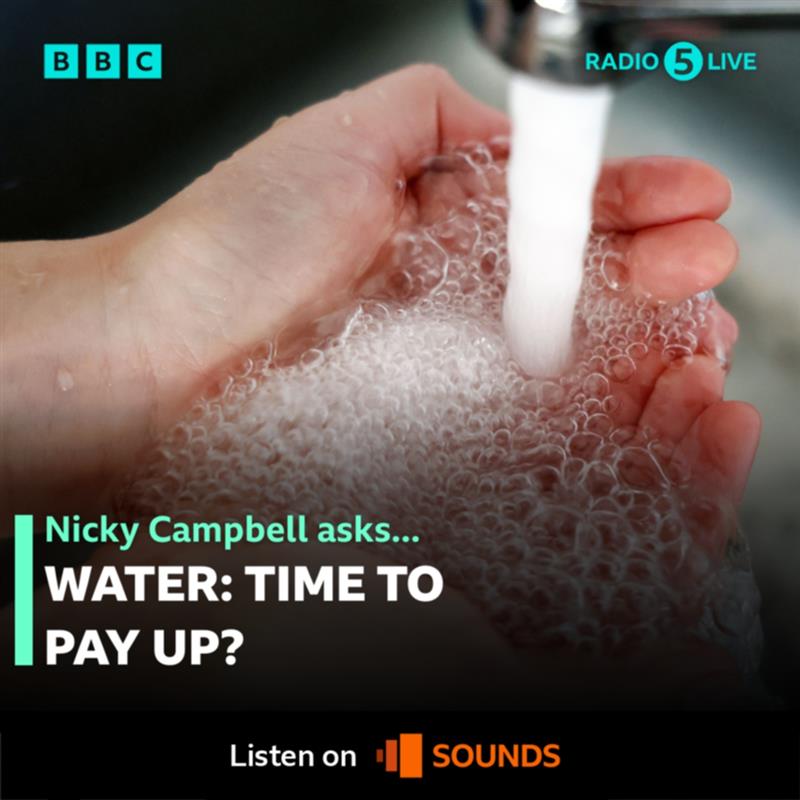 bbc5live's tweet image. A landmark report setting out how to improve the water industry in England and Wales has been published.
It contains more than 80 recommendations for transforming the sector but we’re being warned to expect higher bills.
Nicky Campbell asks: Water: time to pay up?