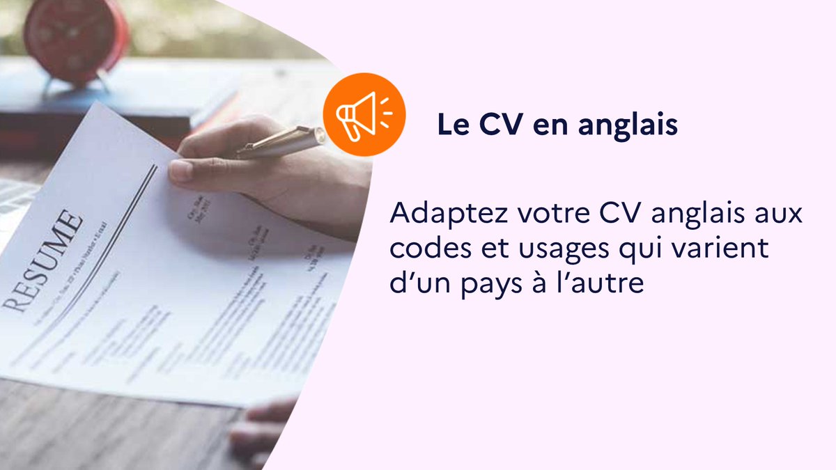 [Le saviez-vous]
#CV en anglais, mode d'emploi
Vous avez en projet de travailler au Royaume-Uni, aux Etats-Unis ou en Australie, cotre CV en anglais doit s’adapter à des codes et des usages qui varient d’un pays à l’autre 
🛂francetravail.fr/candidat/vos-r…
#recrutement #Erasmus