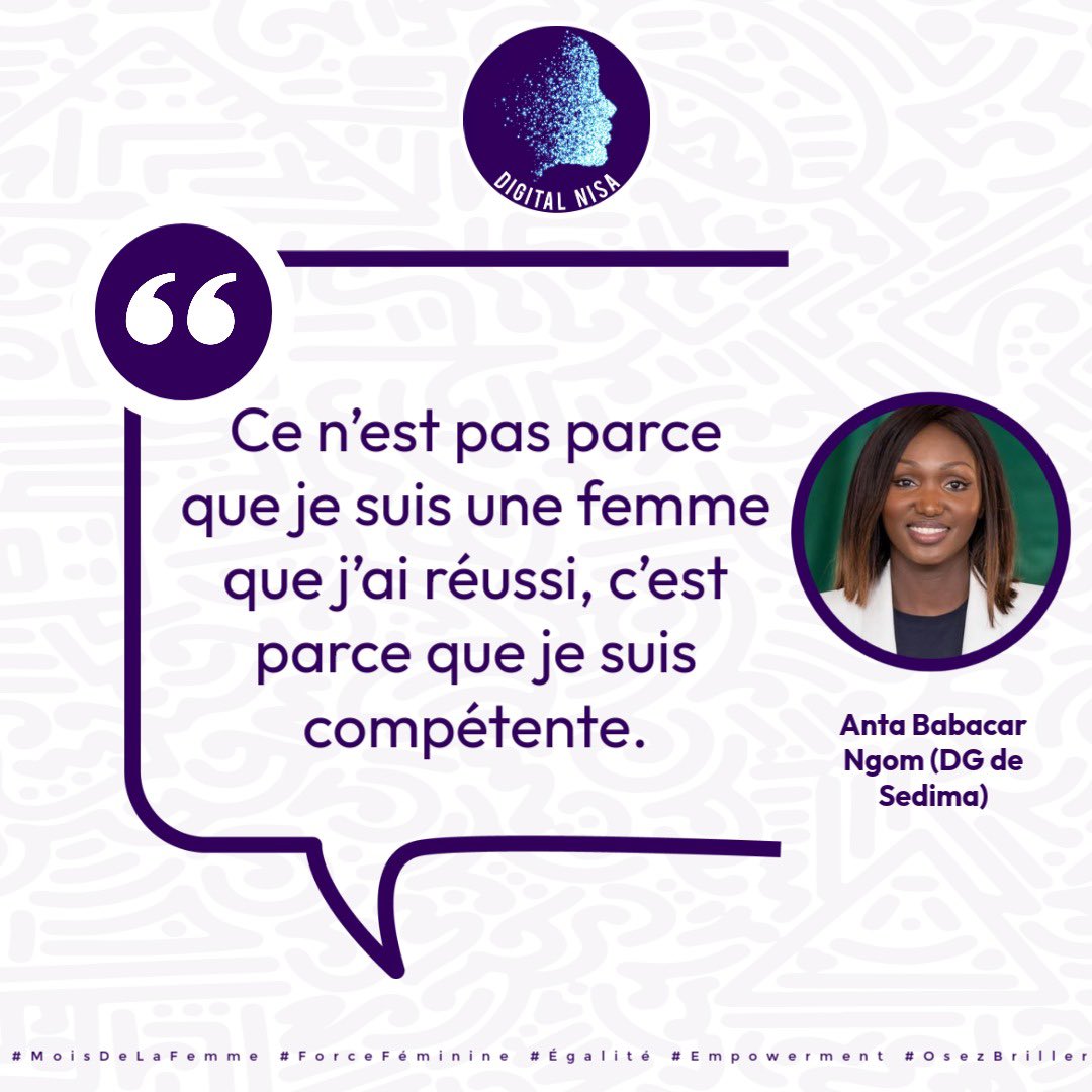 Adji_Anta_Dabo's tweet photo. 💼✨ #MondayMotivation
"Ce n’est pas parce que je suis une femme que j’ai réussi, c’est parce que je suis compétente."
—  @antabacar2024 

Cette semaine, avance avec confiance.
Le mérite n’a pas de genre.

#LeadershipFéminin #FemmesInspirantes #Compétence #DigitElles #Empowerment https://t.co/AT8bsi4cFl