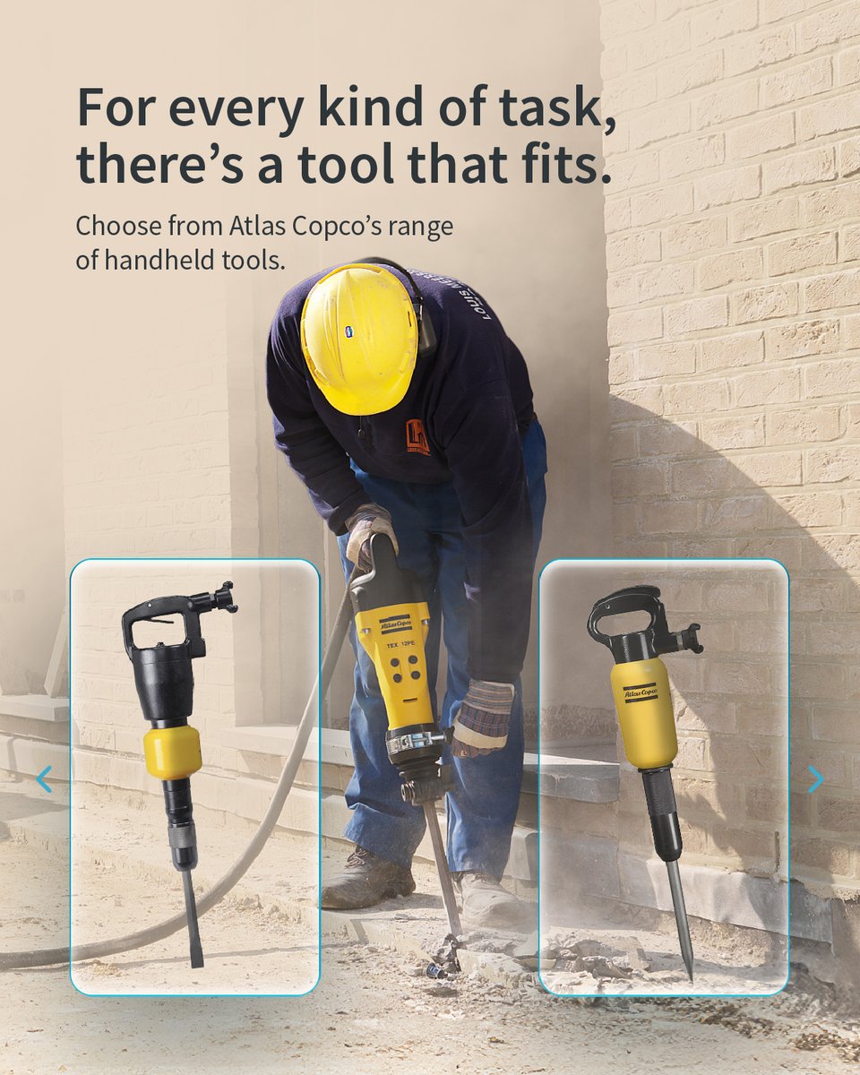 AtlasCopcoIndia's tweet image. Your job is unique. So is the tool you need.
That’s why Atlas Copco offers a range of handheld tools—precision-built, fuel-efficient, and tough.
Find the one that fits your site, your task, and your pace.
bit.ly/3Bddwfv

#AtlasCopcoIndia #HandheldTools #Construction