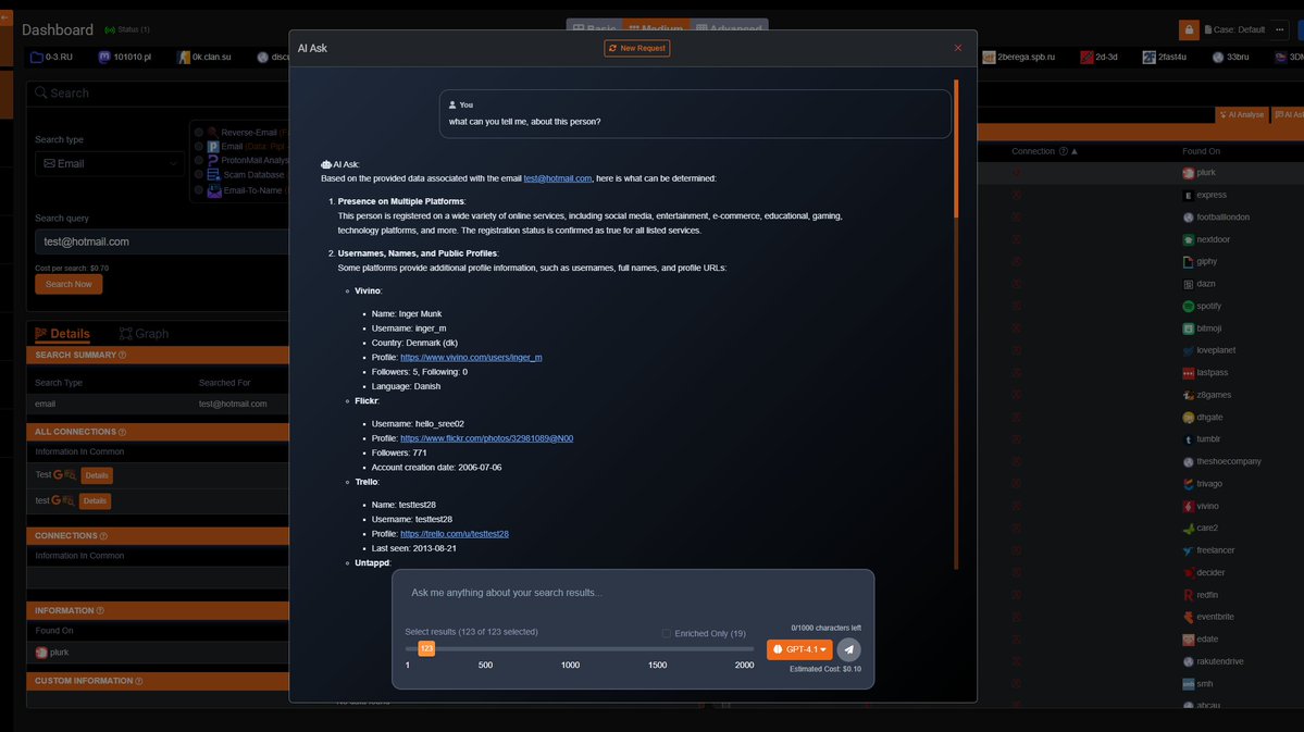 Usersearch_web's tweet image. 👉Launched Today: Fully Integrated GPT &amp;amp; Grok! 🚀

We have fully integrated AI.  Task it to review your data within UserSearch.ai.

• Seamlessly have GPT or Grok review all your search results—from OSINT Industries, Epieos, Predict Search &amp;amp; more—in one platform

•…