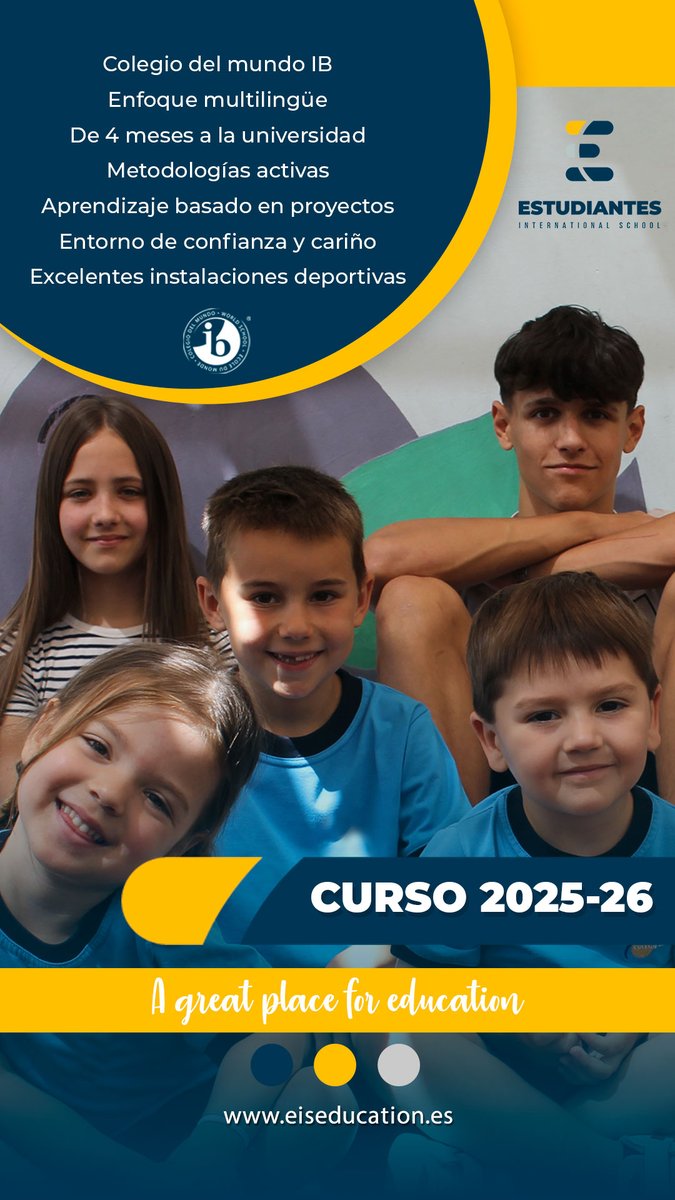 Estudiantes International School (@coleestudiantes) on Twitter photo Estudiantes International School
🔹De 4 meses a 18 años de edad
🔹Colegio del Mundo IB
🔹Enfoque multilingüe
🔹Aprendizaje basado en proyectos
Ven a descubrir todas las características de nuestro centro:
📞 91 825 00 75
📪 info@eiseducation.es Estudiantes International School
🔹De 4 meses a 18 años de edad
🔹Colegio del Mundo IB
🔹Enfoque multilingüe
🔹Aprendizaje basado en proyectos
Ven a descubrir todas las características de nuestro centro:
📞 91 825 00 75
📪 info@eiseducation.es