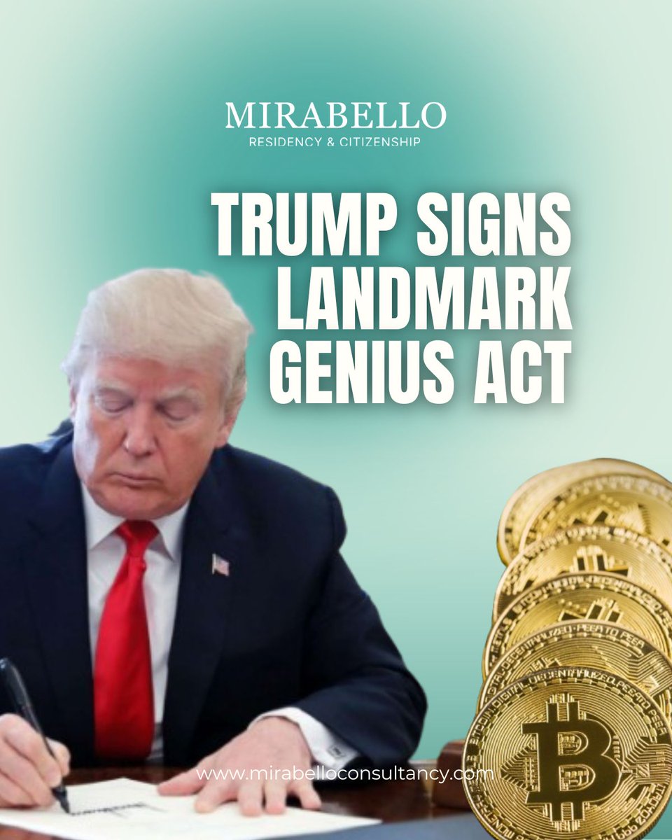 HUGE NEWS! President #Trump signs the GENIUS Act into law! ✅ First federal stablecoin rules ✅ 100% USD/Treasury backing ✅ Boosts dollar's global status ✅ Strengthens AML/sanctions✅ Clear rules for innovation The US is ready to lead the #crypto revolution! 🇺🇸